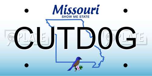 CUTD0G Missouri License Plate