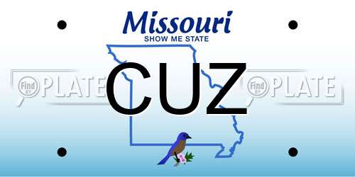 CUZ Missouri License Plate