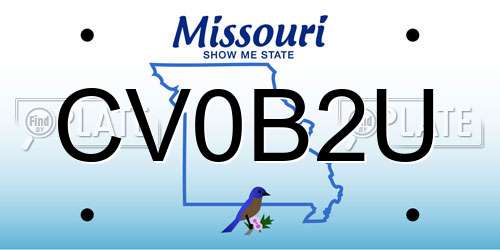 CV0B2U Missouri License Plate