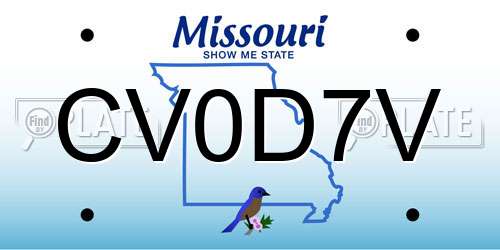 CV0D7V Missouri License Plate