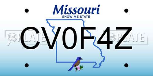 CV0F4Z Missouri License Plate
