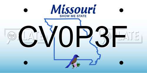 CV0P3F Missouri License Plate