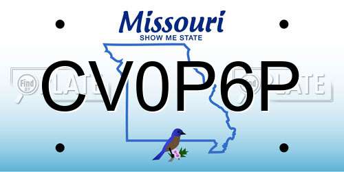CV0P6P Missouri License Plate