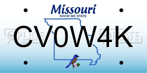 CV0W4K Missouri License Plate