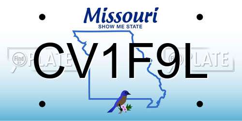 CV1F9L Missouri License Plate
