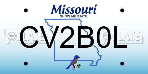 CV2B0L Missouri License Plate
