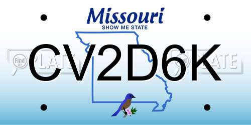 CV2D6K Missouri License Plate