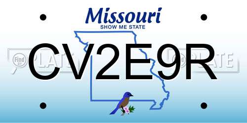 CV2E9R Missouri License Plate