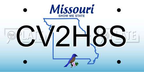 CV2H8S Missouri License Plate