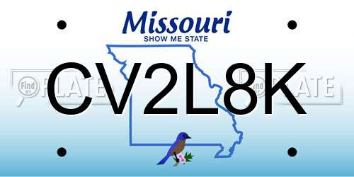 CV2L8K Missouri License Plate