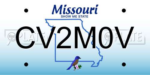 CV2M0V Missouri License Plate