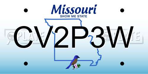 CV2P3W Missouri License Plate