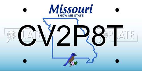 CV2P8T Missouri License Plate