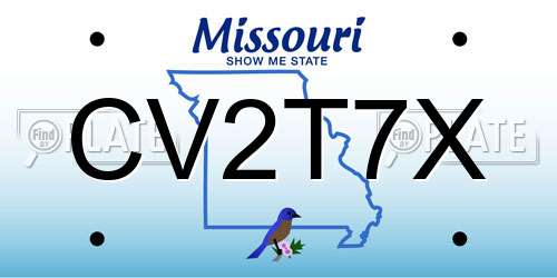 CV2T7X Missouri License Plate
