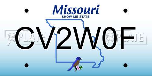 CV2W0F Missouri License Plate