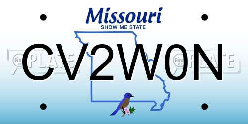 CV2W0N Missouri License Plate