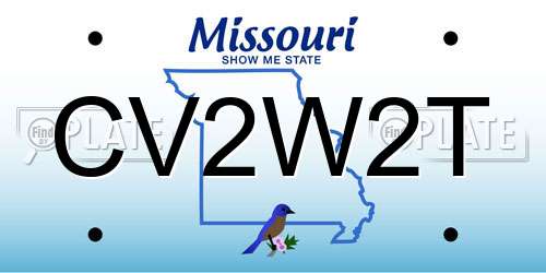 CV2W2T Missouri License Plate