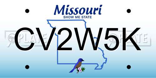 CV2W5K Missouri License Plate