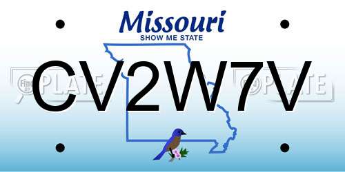 CV2W7V Missouri License Plate