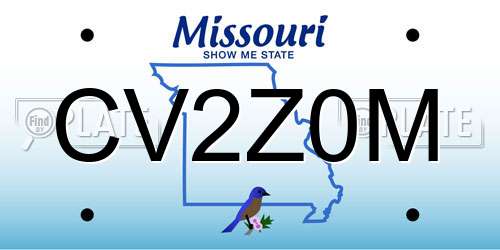 CV2Z0M Missouri License Plate