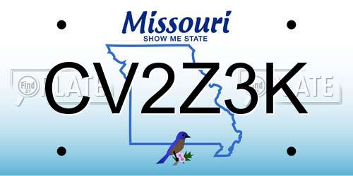 CV2Z3K Missouri License Plate