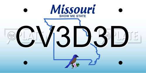 CV3D3D Missouri License Plate