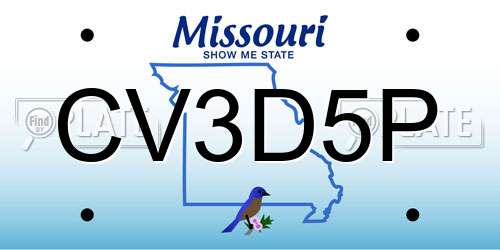 CV3D5P Missouri License Plate