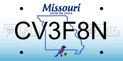 CV3F8N Missouri License Plate