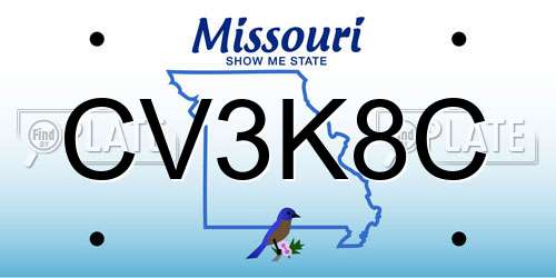 CV3K8C Missouri License Plate