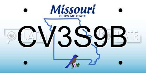 CV3S9B Missouri License Plate