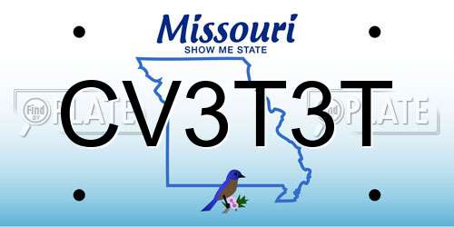 CV3T3T Missouri License Plate