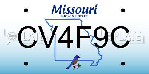 CV4F9C Missouri License Plate