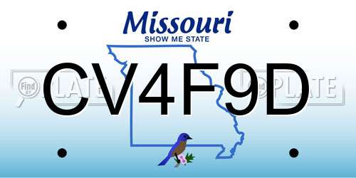 CV4F9D Missouri License Plate