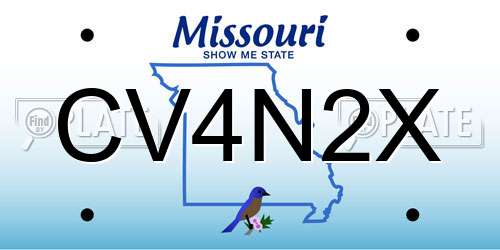 CV4N2X Missouri License Plate