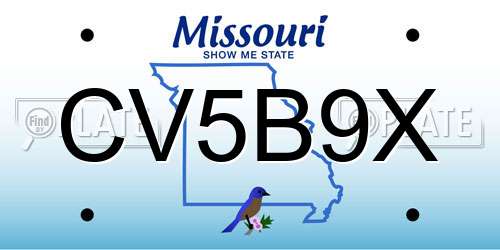 CV5B9X Missouri License Plate