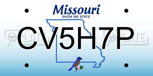 CV5H7P Missouri License Plate