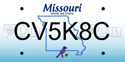 CV5K8C Missouri License Plate