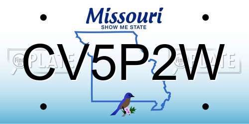 CV5P2W Missouri License Plate