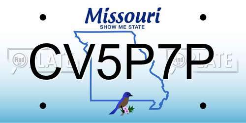 CV5P7P Missouri License Plate