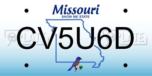 CV5U6D Missouri License Plate