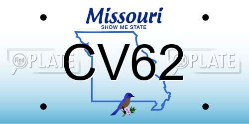 CV62 Missouri License Plate