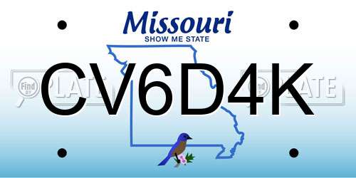 CV6D4K Missouri License Plate