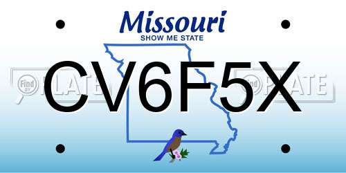 CV6F5X Missouri License Plate
