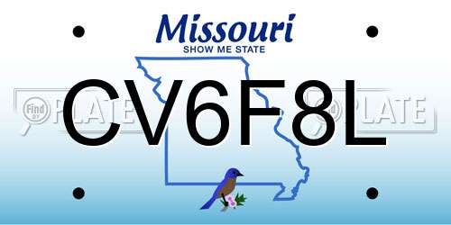 CV6F8L Missouri License Plate