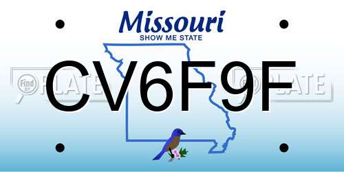 CV6F9F Missouri License Plate