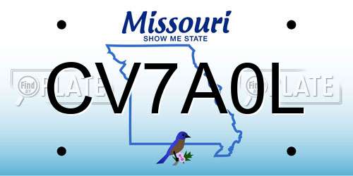 CV7A0L Missouri License Plate