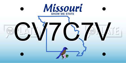 CV7C7V Missouri License Plate