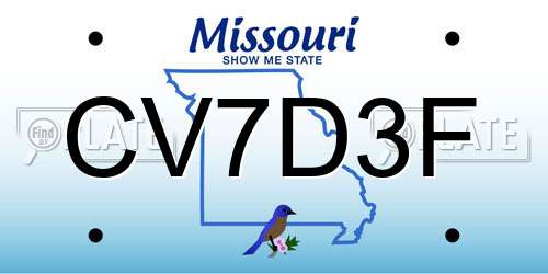 CV7D3F Missouri License Plate