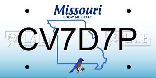 CV7D7P Missouri License Plate