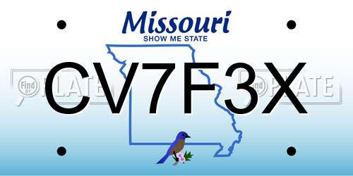 CV7F3X Missouri License Plate
